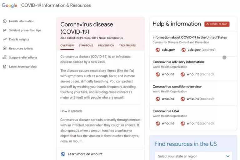 COVID 19 Information Resources Google | Technea.gr - Χρήσιμα νέα τεχνολογίας